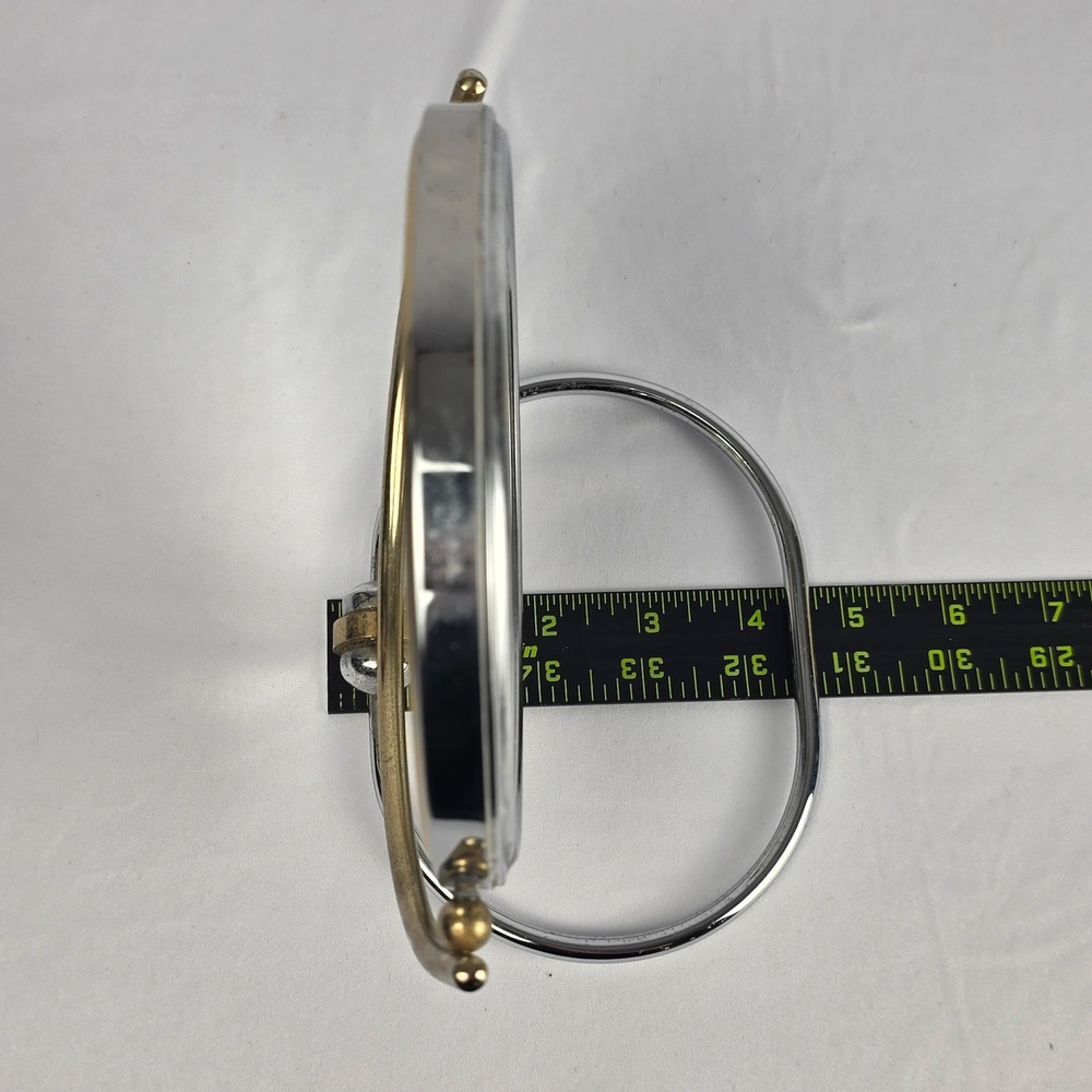 Vintage 5" Double Sided Folding Magnifying Travel Vanity Mirror MCM Chrome Brass - Picture 11 of 13